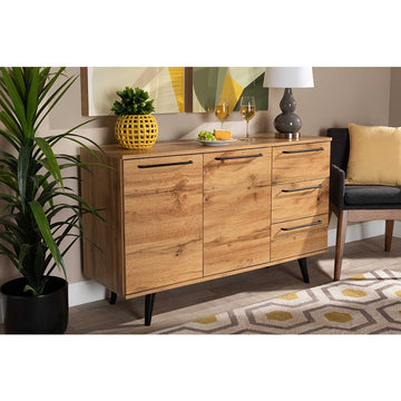 Radley Transitional Oak Brown Finished Wood Sideboard Buffet - Ethereal Company