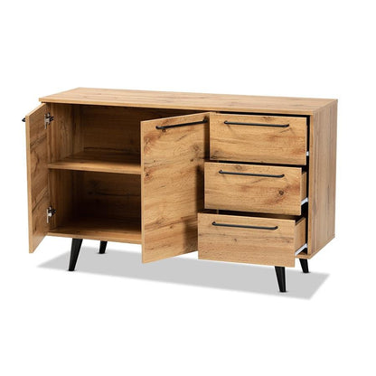 Radley Transitional Oak Brown Finished Wood Sideboard Buffet - Ethereal Company