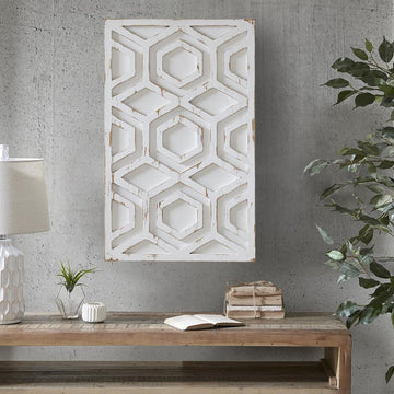 Ralston Wood Wall Art - White - 19.68&quot;W x 0.98&quot;D x 31.5&quot;L - Ethereal Company