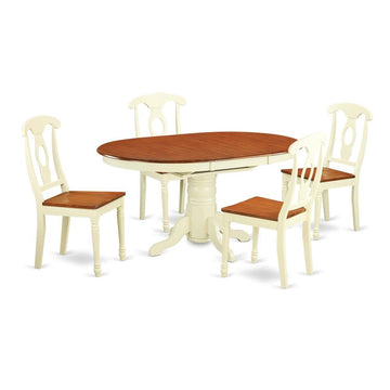 Reginald Dining Table/ 4 Dining Chairs/ Buttermilk &amp; Cherry - Ethereal Company