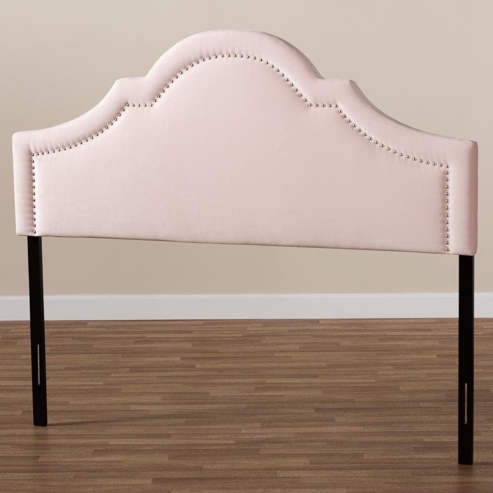 Rita Light Pink Velvet Fabric Upholstered Queen Size Headboard - Ethereal Company