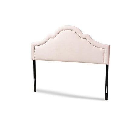 Rita Light Pink Velvet Fabric Upholstered Queen Size Headboard - Ethereal Company