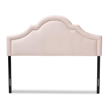 Rita Light Pink Velvet Fabric Upholstered Queen Size Headboard - Ethereal Company