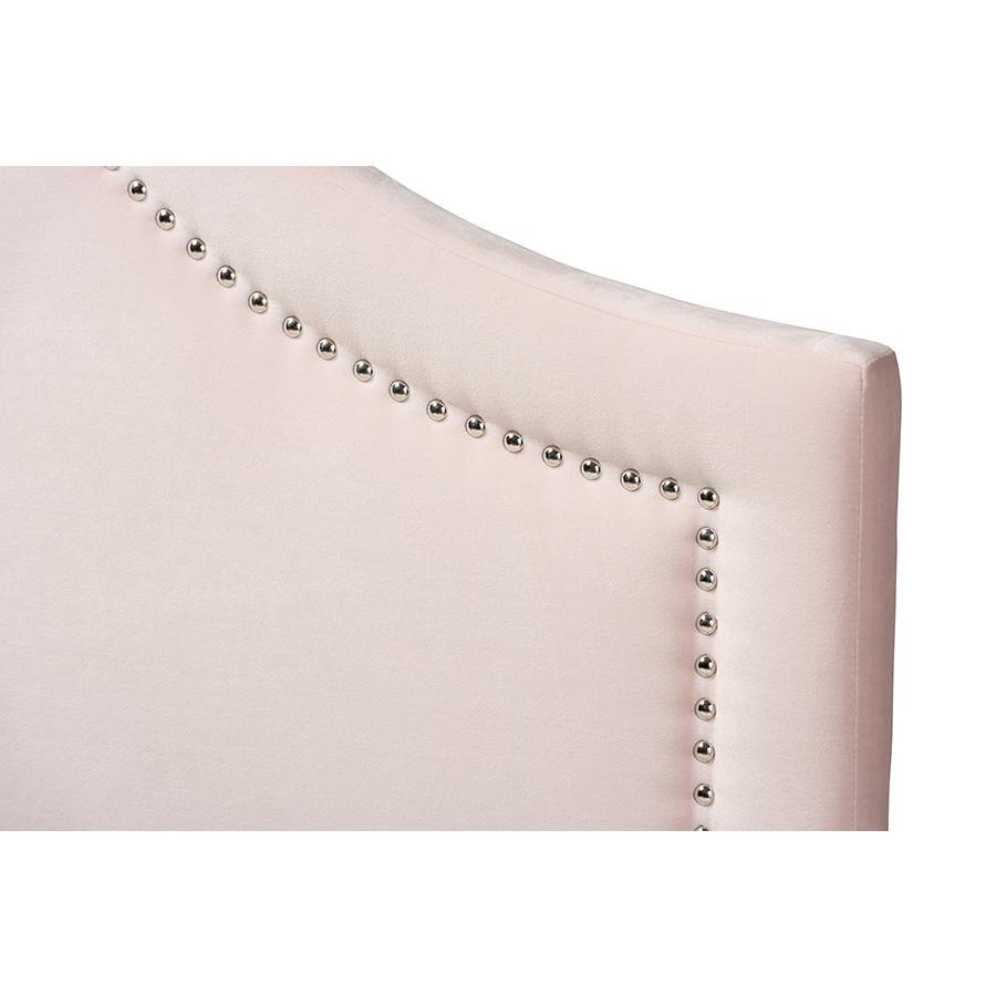 Rita Light Pink Velvet Fabric Upholstered Queen Size Headboard - Ethereal Company