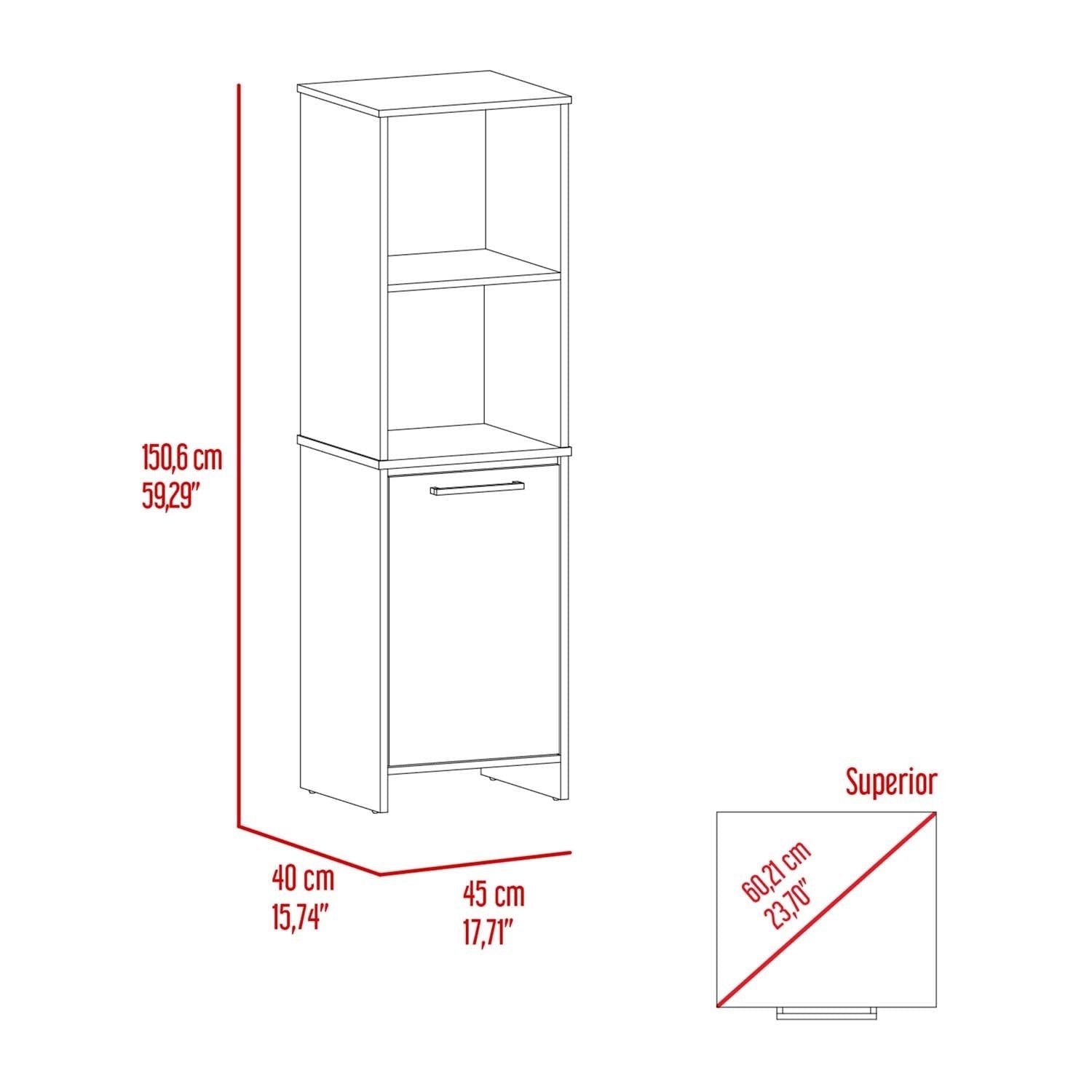 Romulo Kitchen Pantry, Two External Shelves, Single Door Cabinet, Two Interior Shelves - Ethereal Company