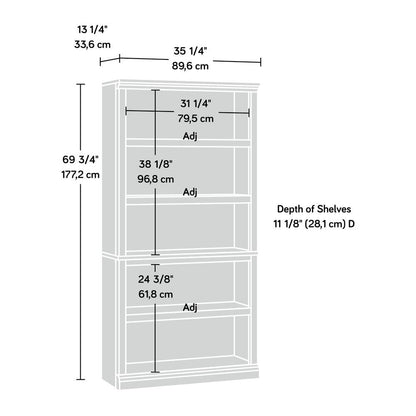 Sauder 5-Shelf Bookcase - Lintel Oak - Ethereal Company