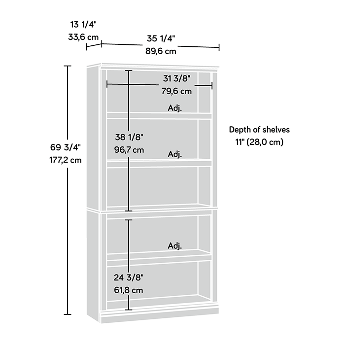 Sauder 5 Shelf Bookcase - Select Cherry - Ethereal Company