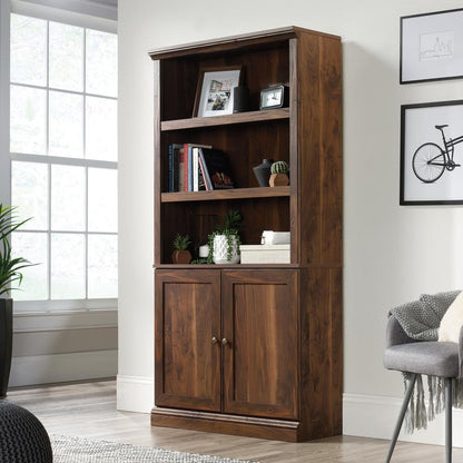 Sauder 5 Shelf Bookcase W/Doors - Grand Walnut - Ethereal Company