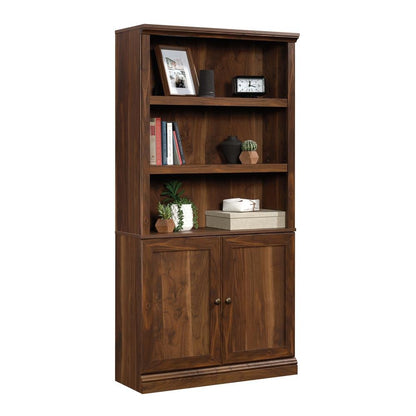 Sauder 5 Shelf Bookcase W/Doors - Grand Walnut - Ethereal Company