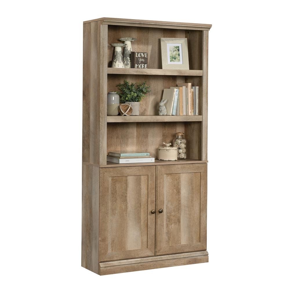Sauder 5 Shelf Bookcase W/Doors - Lintel Oak - Ethereal Company