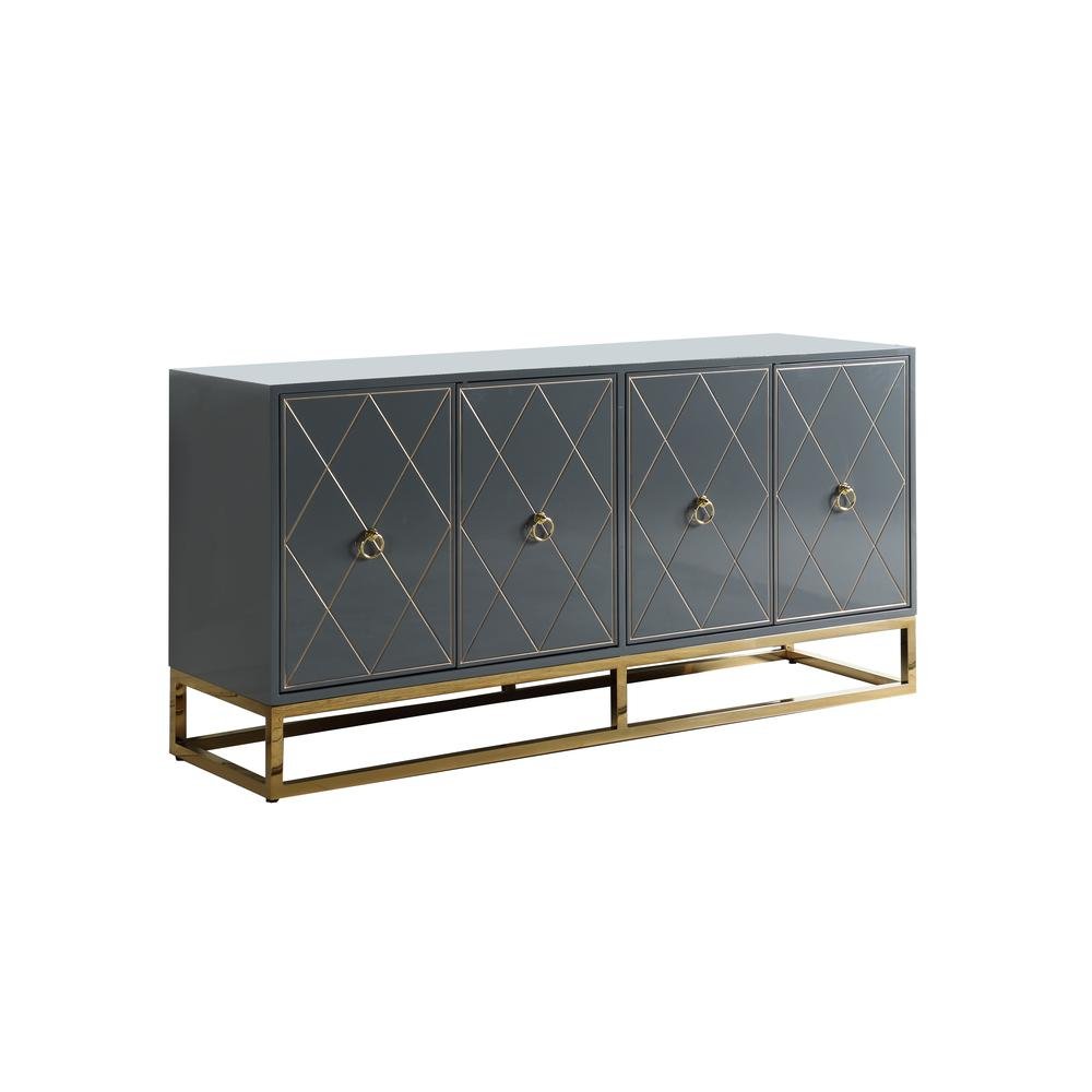 Senior 64&quot; Transitional Wood Sideboard in Gray/Gold Plated - Ethereal Company