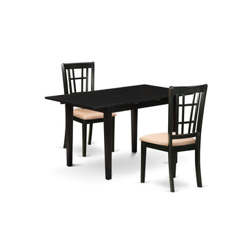 Seraphina Dining Table/ 2 Dining Chairs -Black/Classic Taupe - Ethereal Company