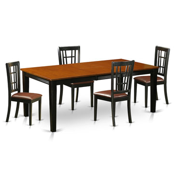 Seraphina Dining Table/ 4 Dining Chairs Black &amp; Cherry finish - Ethereal Company