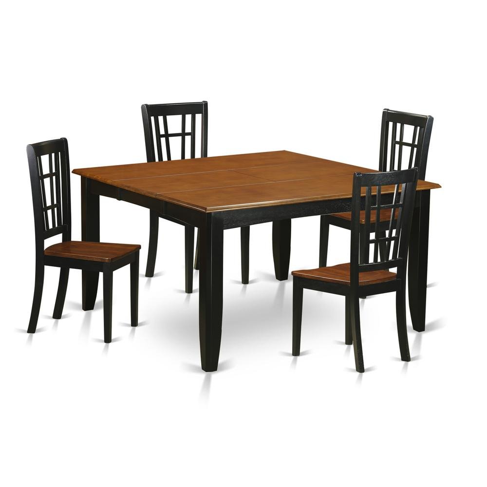 Seraphina Square Dining Table/4 Wood Dining Chairs/Black &amp; Cherry Finish - Ethereal Company