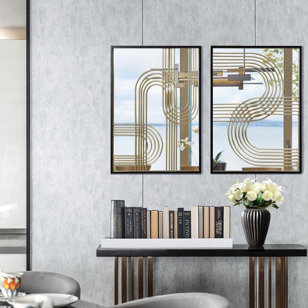 Set of 2 Modern Iron Loops Rectangular Accent Wall Mirrors - Ethereal Company