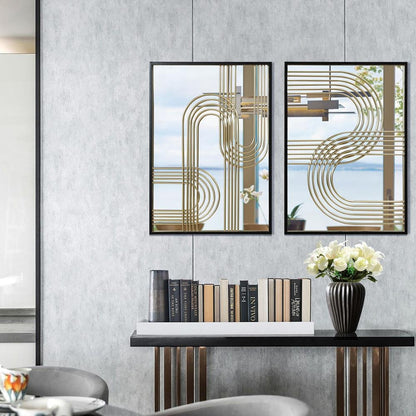 Set of 2 Modern Iron Loops Rectangular Accent Wall Mirrors - Ethereal Company