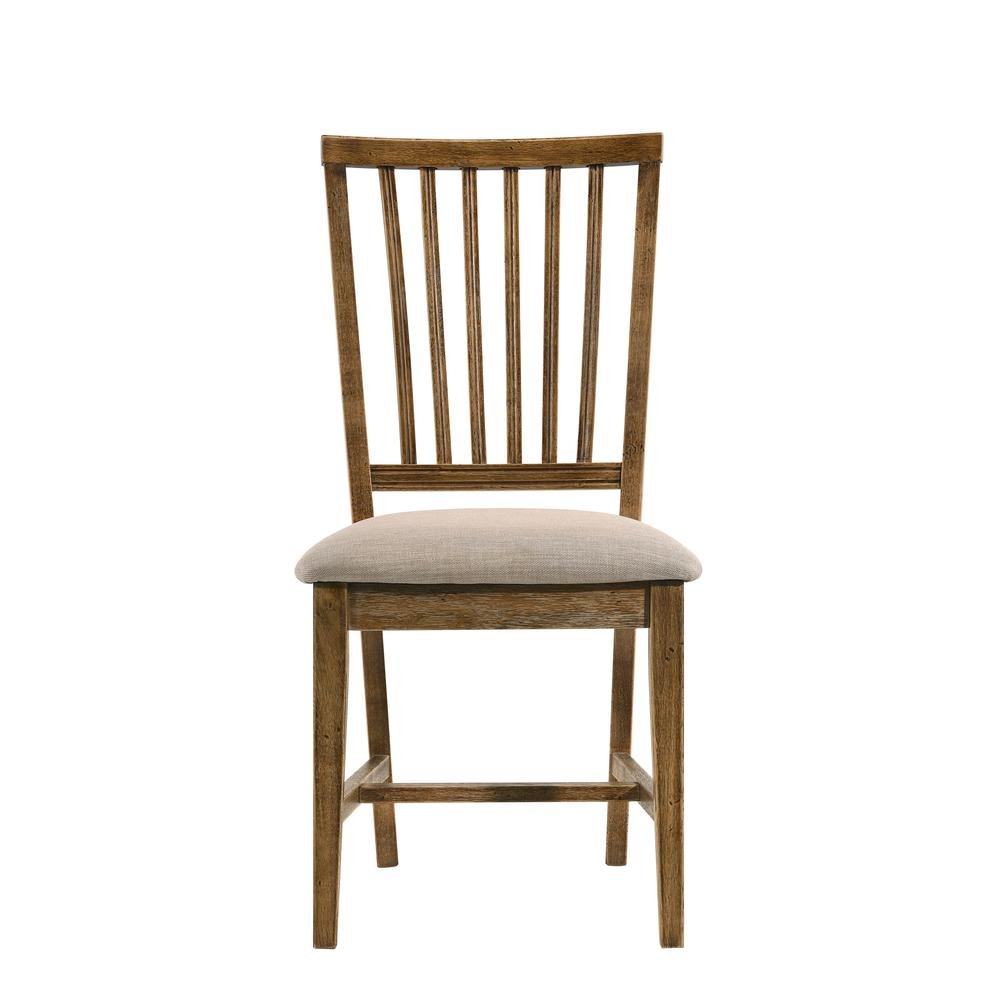 Side Chair (Set-2), Tan Linen &amp; Weathered Oak - Ethereal Company
