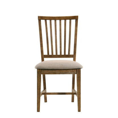 Side Chair (Set-2), Tan Linen &amp; Weathered Oak - Ethereal Company