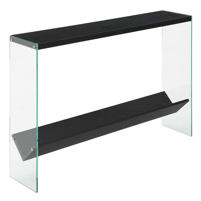 SoHo V Console Table with Shelf, Black/Glass - Ethereal Company