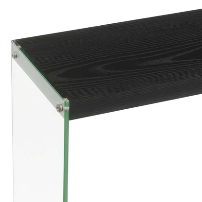 SoHo V Console Table with Shelf, Black/Glass - Ethereal Company