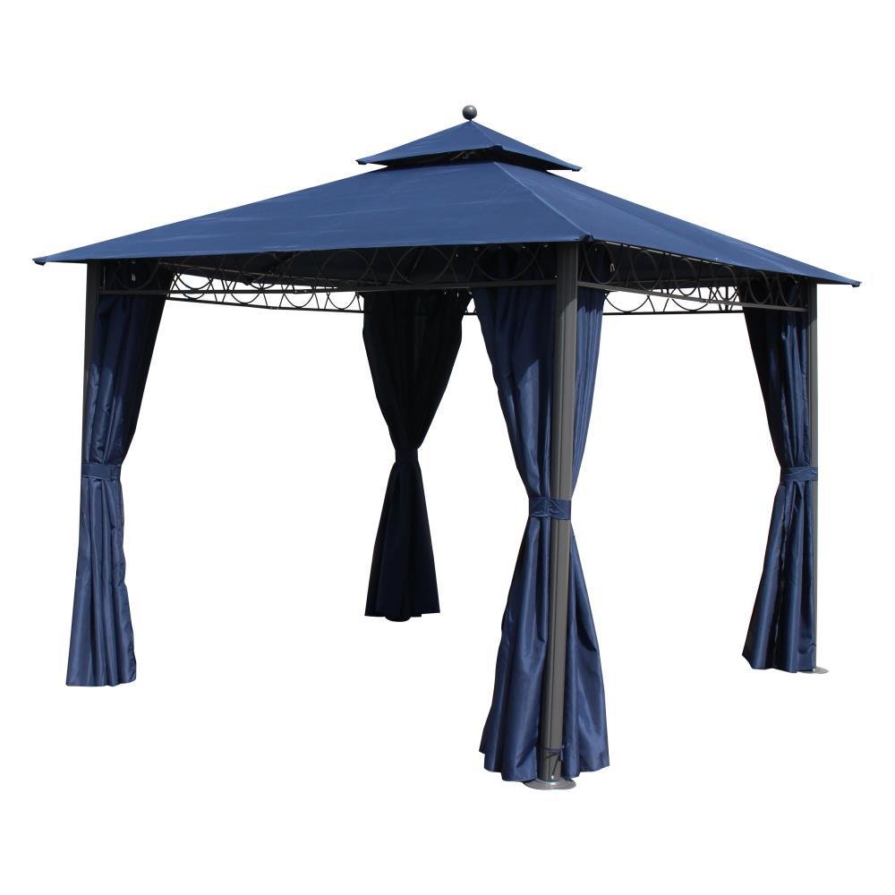 St. Kitts 10-foot Aluminum/ Polyester Gazebo, Navy - Ethereal Company