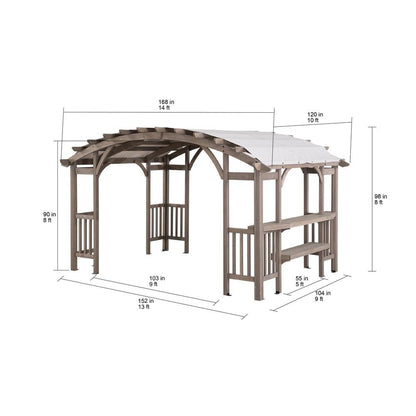 SummerCove Bellucci 10 x 14 ft. Cedar Framed Arched Pergola, Light Gray - Ethereal Company