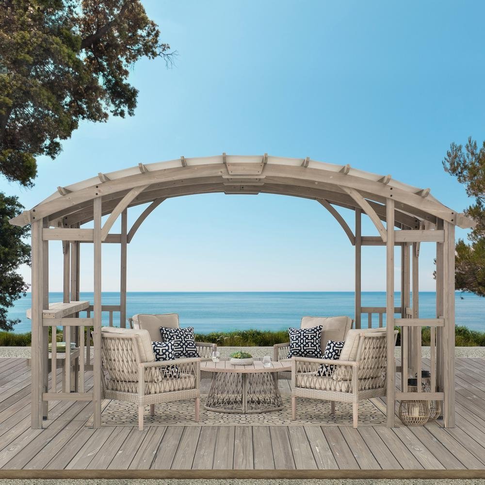 SummerCove Bellucci 10 x 14 ft. Cedar Framed Arched Pergola, Light Gray - Ethereal Company