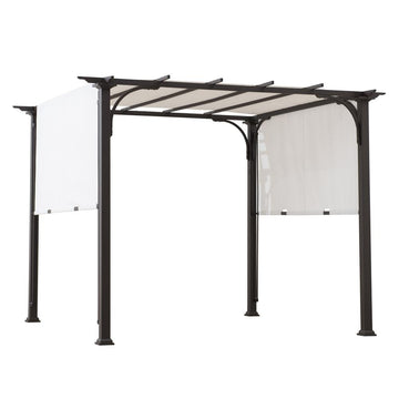 Sunjoy 10 x10ft Patio Steel Classic Frame Pergola with Retractable Canopy Shade - Ethereal Company