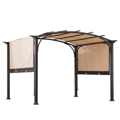 Sunjoy 9.5 ft. x 11 ft. Brown Steel Arch Pergola with Shade - Ethereal Company