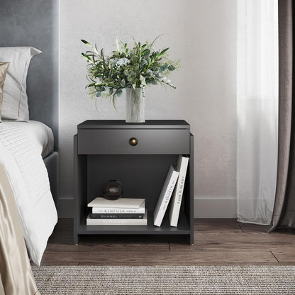 Sydney Single Drawer Nightstand, Black - Ethereal Company