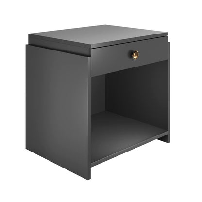 Sydney Single Drawer Nightstand, Black - Ethereal Company