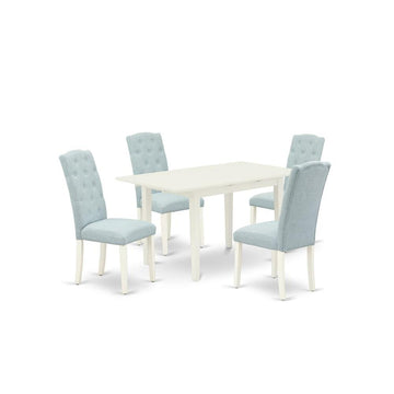 Tanya Dining Table/4 Dining Chairs- Baby Blue/ White - Ethereal Company