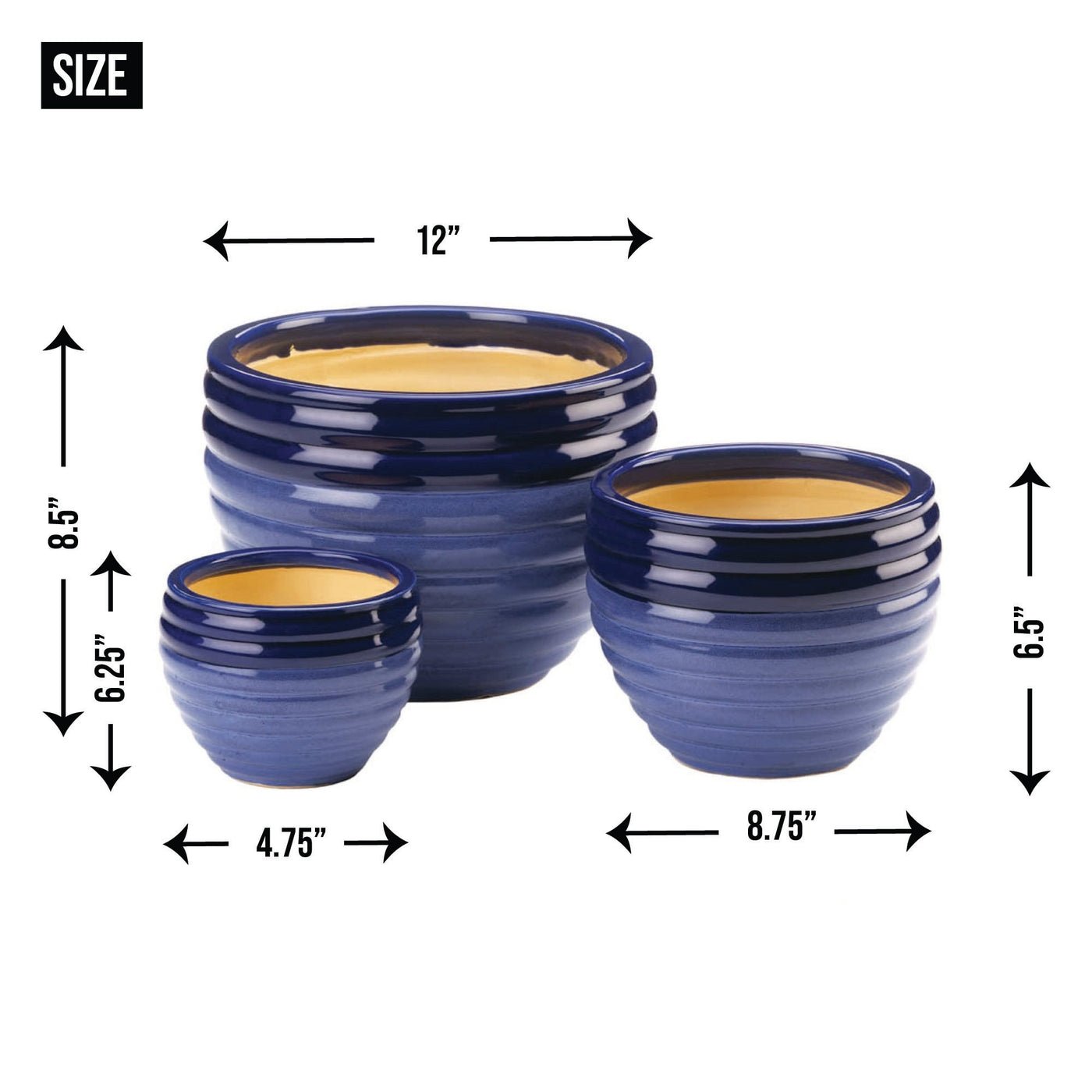 Two-Tone Blue Ceramic Planter Set - Ethereal Company