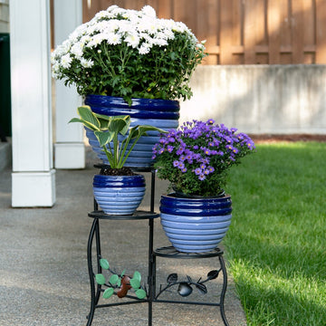 Two-Tone Blue Ceramic Planter Set - Ethereal Company