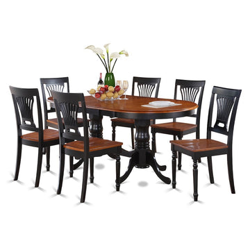 Vanderbilt Double Pedistal Dining Table/ 6 Dining Chairs / Black &amp; Cherry - Ethereal Company