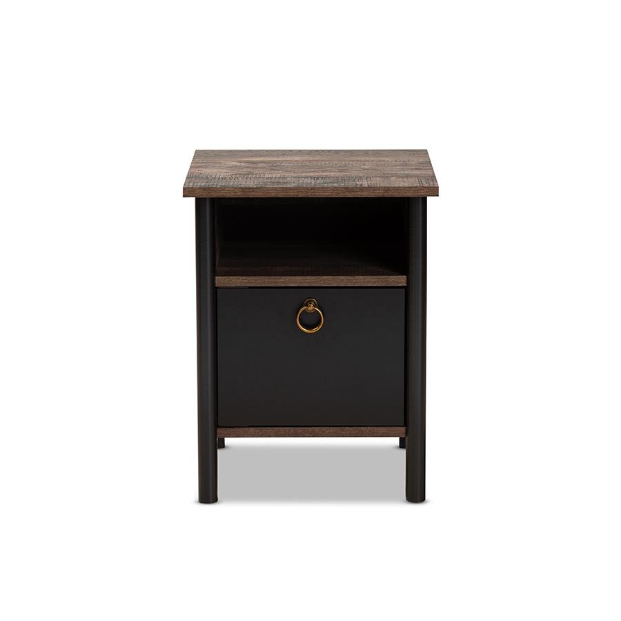 Vaughan Nightstand - Two-Tone Rustic Brown/Black - Ethereal Company