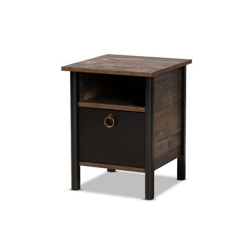Vaughan Nightstand - Two-Tone Rustic Brown/Black - Ethereal Company