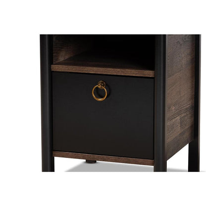 Vaughan Nightstand - Two-Tone Rustic Brown/Black - Ethereal Company