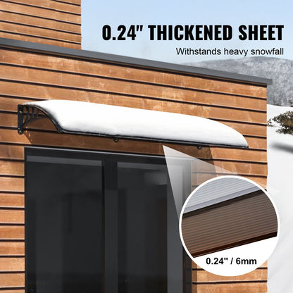 VEVOR Window Door Awning Canopy, 38&quot; x 117&quot; Door Canopy Exterior, UF50+ PC Sunshade Sheet Awnings, Outdoor Patio Awning Sun Shade, Transparent, Waterproof, for Sun Shutter, UV, Rain, Snow Protection - Ethereal Company