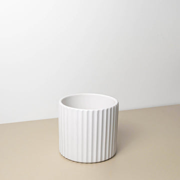 White Cylinder Textured Planter - 6&quot; Inch - Ethereal Company