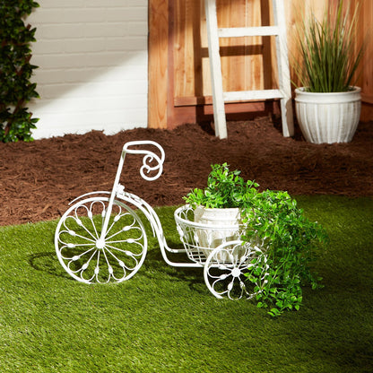 White Metal Tricycle Planter - Ethereal Company