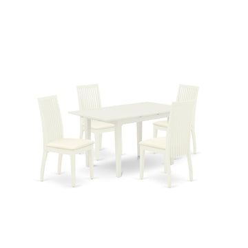 Willow Square Dining Table/ 4 Dining Chairs/ White/White Wood - Ethereal Company