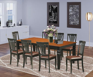 Windsor Dining Table/ 8 Wooden Dinging Chairs- Black &amp; Cherry finish - Ethereal Company