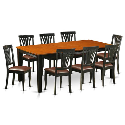 Windsor Dining Table/ 8 Wooden Dinging Chairs- Black &amp; Cherry finish - Ethereal Company