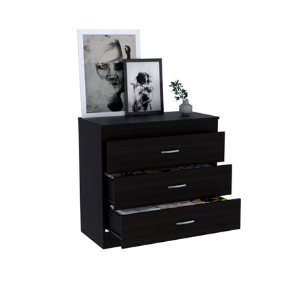 Zurich Three Drawers Dresser, Metal Handle - Ethereal Company